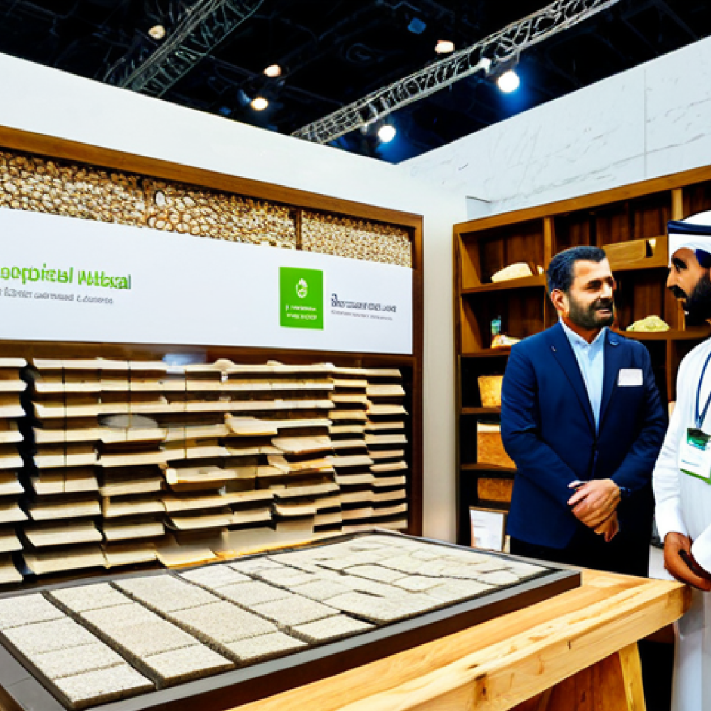건축자재 마케팅과 건축 트렌드 연계 - Sustainable Construction Materials Showcase**

"A vibrant display at a construction expo in Dubai, s...