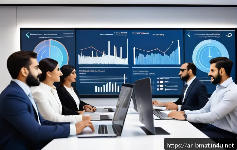 건축자재 판매 네트워크 구축 전략 - A modern Middle Eastern office setting showcasing a diverse Arabic sales team engaged in a digital t...